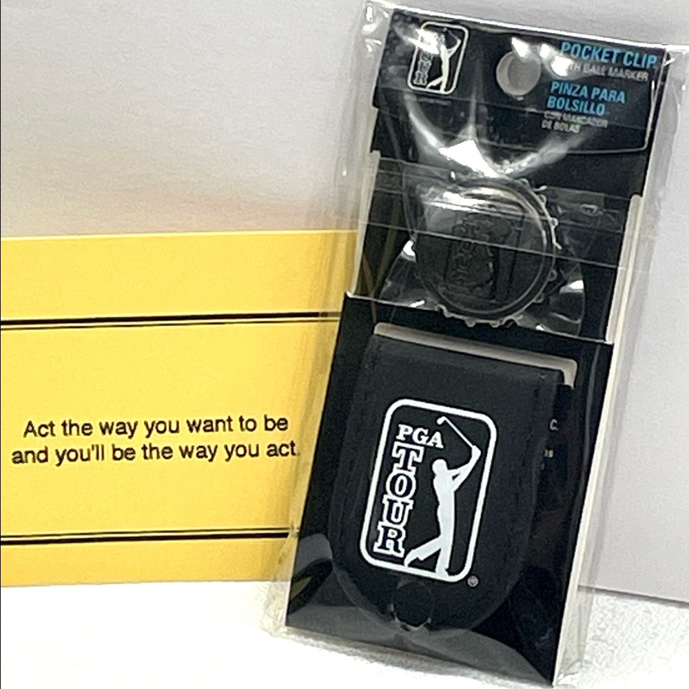 PGA Tour Golf Metallic Pocket Clip Unisex With Ball Marker Caviar Black New